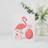 Leuke Roze Flamingo Pasen Kaart (Staand voorkant)