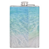 Leuke roze flamingo tropische zandstrand leuke naa heupfles (Achterkant)