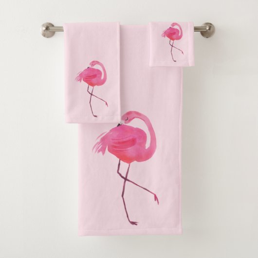 Leuke roze flamingoLichtroze Achtergrond Bad Handdoek (Insitu)