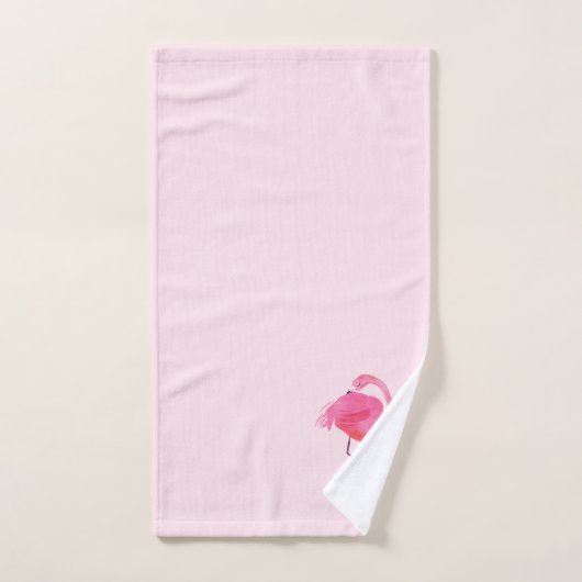 Leuke roze flamingoLichtroze Achtergrond Bad Handdoek (Handdoek)