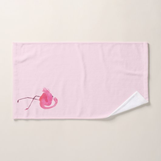 Leuke roze flamingoLichtroze Achtergrond Bad Handdoek (Handdoek)