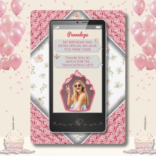 Leuke roze gebreide tekst bericht dank u kaarten