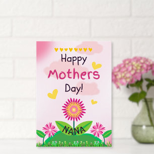 Leuke Roze Gele Bloem Kinderen Moederdag NANA Plat Kaart