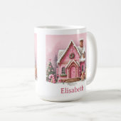 Leuke Roze Gemberkoekhuis Kerst Koffiemok (Voorkant rechts)