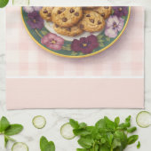 Leuke Roze Geruite Bak Koekjes Tijd Theedoek (Gevouwen)