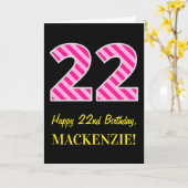 Leuke roze gestreepte "22"; Gefeliciteerd met je 2 Kaart (Gele Bloem)