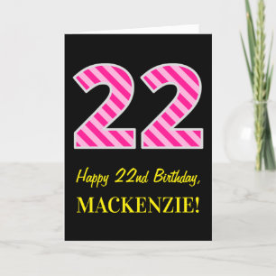Leuke roze gestreepte "22"; Gefeliciteerd met je 2 Kaart