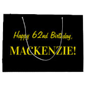 Leuke roze gestreepte "62"; Happy 62nd Birthday; N Groot Cadeauzakje (Achterkant)