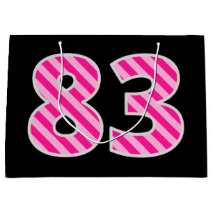 Leuke Roze Gestreepte "83"; Gelukkig 83e Verjaarda Groot Cadeauzakje