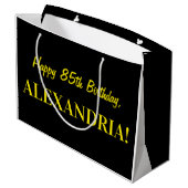 Leuke roze gestreepte "85"; Happy 85th Birthday; N Groot Cadeauzakje (Achterkant Gekanteld)