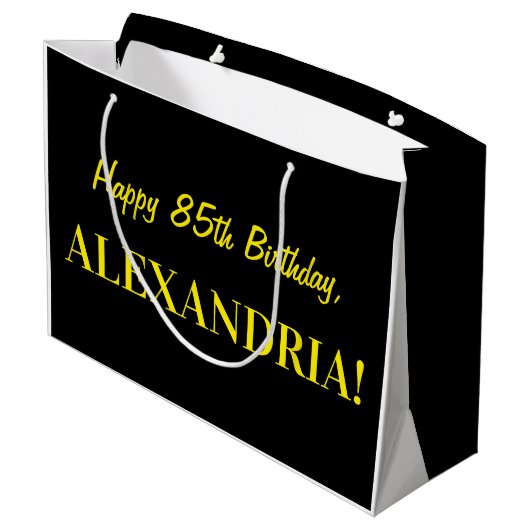 Leuke roze gestreepte "85"; Happy 85th Birthday; N Groot Cadeauzakje (Achterkant Gekanteld)