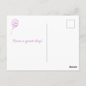 Leuke Roze Gestreepte Ballon - Kinderverjaardag Briefkaart (Achterkant)
