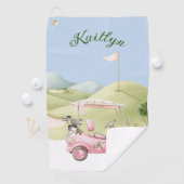 Leuke Roze Golf Dames Kar Koers Monogram Naam Golfhanddoek (Insitu)