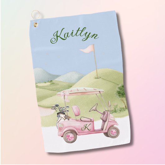 Leuke Roze Golf Dames Kar Koers Monogram Naam Golfhanddoek