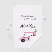Leuke Roze Golf Dames Kar Race Auto Monogram Naam  Golfhanddoek (Insitu)