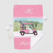 Leuke Roze Golf Gal Kar Monogram Naam Golfhanddoek (Insitu)
