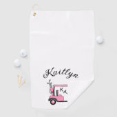 Leuke Roze Golf Gal Kar Monogram Naam Golfhanddoek (Insitu)