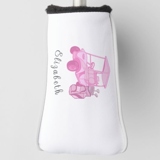 Leuke roze golfkar gepersonaliseerde naam dames golfheadcover (Draai 90)