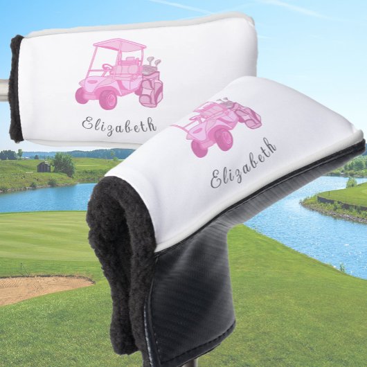 Leuke roze golfkar gepersonaliseerde naam dames golfheadcover