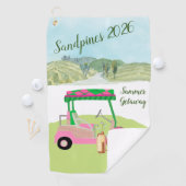 Leuke Roze Golfkar Gezichtsbepalende Naam Golfhanddoek (Insitu)