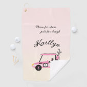 Leuke Roze Golfkar Race Auto Monogram Naam Handdoe Golfhanddoek (Insitu)