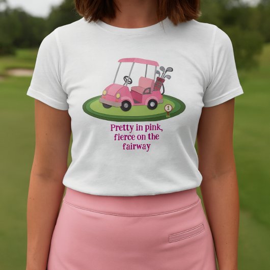 Leuke Roze Golfkar Slogan  T-shirt