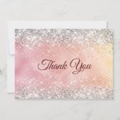 Leuke roze gouden nepsilvergloitter bedankkaart (Voorkant)