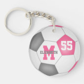 Leuke roze grijs wit voetbaltas label sleutelhanger (Voorkant)