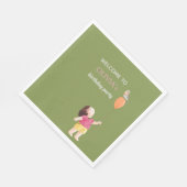 Leuke Roze & Groene Verjaardag Kinder Meisje Picni Servet (Hoek)