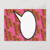 Leuke roze Happy Birthday Party Comic Speech Bubbl Uitnodiging Briefkaart (Achterkant)