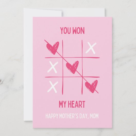 Leuke Roze Hart Spel Moederdag Wenskaart Kaart (Voorkant)