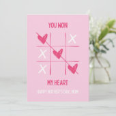 Leuke Roze Hart Spel Moederdag Wenskaart Kaart (Staand voorkant)