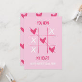 Leuke Roze Hart Spel Moederdag Wenskaart Kaart (Voorkant / Achterkant in situ)