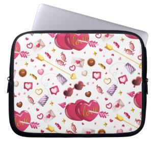 Leuke Roze Hart Zonnebril & Zoete Traktaties Moder Laptop Sleeve