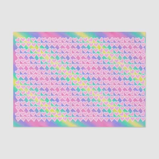 Leuke roze harten op regenboog tissuepapier (Voorkant)