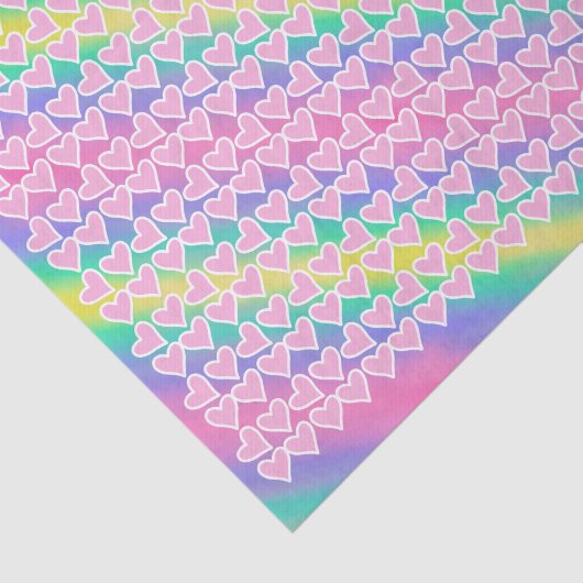 Leuke roze harten op regenboog tissuepapier (Detail)