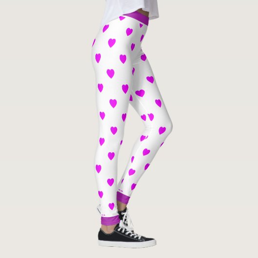 Leuke roze harten op wit leggings (Rechts)