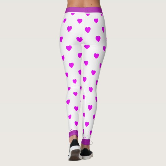 Leuke roze harten op wit leggings (Achterkant)