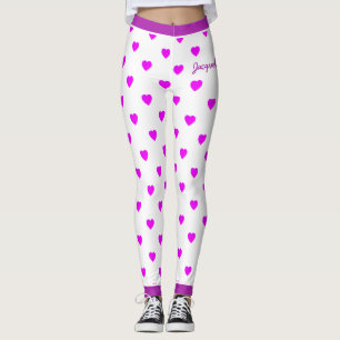 Leuke roze harten op wit leggings