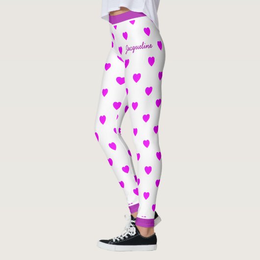 Leuke roze harten op wit leggings (Links)