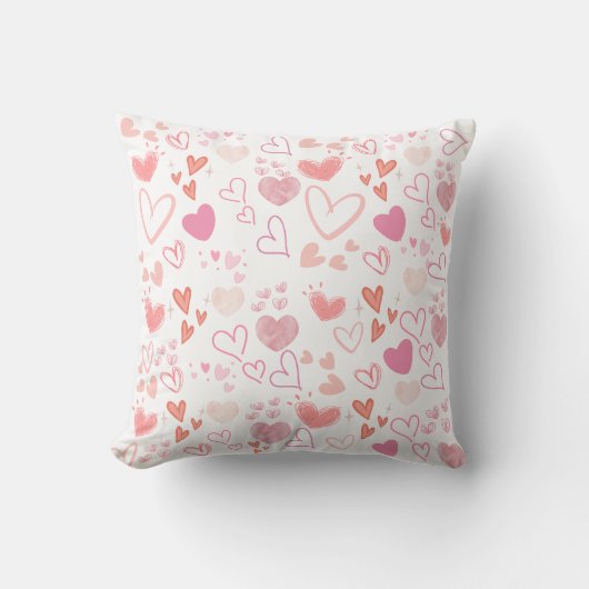 Leuke Roze Harten Patroon Decoratie Kussen (Voorkant)