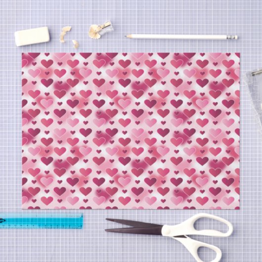 Leuke Roze Harten Patroon Tissuepapier (Craft)