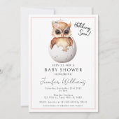 Leuke roze hatching uil baby meisje douche uitnodi kaart (Voorkant)