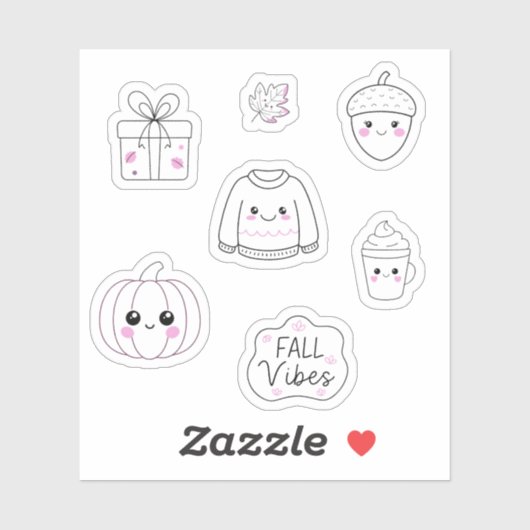 Leuke roze herfst stickers Pack (Vel)