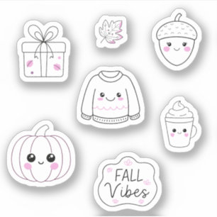 Leuke roze herfst stickers Pack