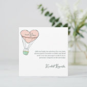 Leuke roze heteluchtballon Het is een meisje Baby  Bedankkaart (Staand voorkant)