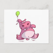 LEUKE ROZE HIPPO OP BALLON BRIEFKAART (Voorkant)