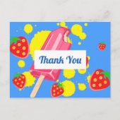 Leuke Roze Ijslolly en Aardbeien Bedankt Briefkaart (Voorkant)