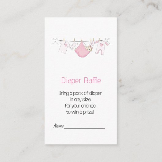 Leuke roze illustratie Luier Raffle Informatiekaartje (Voorkant)