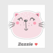 Leuke roze kat Cartoon Sticker (Vel)